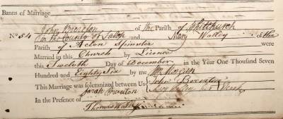 Taken on December 20th, 1786 and sourced from Certificate - Marriage.