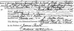 Taken on October 21st, 1776 and sourced from Certificate - Banns / License.
