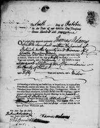Taken on October 20th, 1779 and sourced from Certificate - Banns / License.