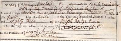 Taken on March 4th, 1783 and sourced from Certificate - Marriage.