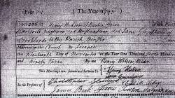 Taken on November 19th, 1793 and sourced from Certificate - Marriage.