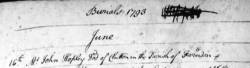 Taken on June 16th, 1793 in Malpas and sourced from Burial Rocords - Malpas.