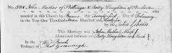 Taken on February 21st, 1796 and sourced from Certificate - Marriage.