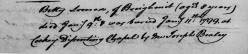 Taken on January 11th, 1799 and sourced from Burial Record.