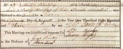 Taken on August 18th, 1803 and sourced from Certificate - Marriage.