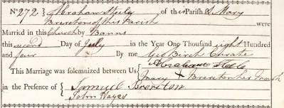 Taken on July 2nd, 1804 and sourced from Certificate - Marriage.