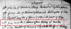 Taken on August 21st, 1805 and sourced from Certificate - Baptism.