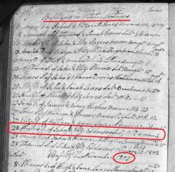 Taken on October 28th, 1805 and sourced from Certificate - Baptism.
