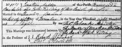 Taken on November 28th, 1808 and sourced from Certificate - Marriage.