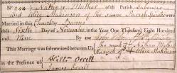 Taken on November 6th, 1809 and sourced from Certificate - Marriage.