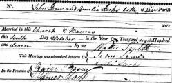 Taken on October 10th, 1811 and sourced from Certificate - Marriage.