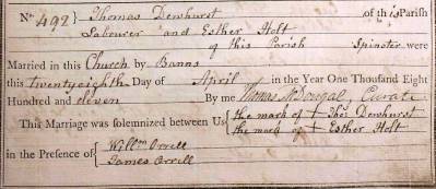 Taken on April 28th, 1811 and sourced from Certificate - Marriage.