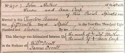 Taken on April 15th, 1811 and sourced from Certificate - Marriage.