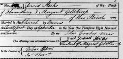 Taken in 1812 in Almondbury and sourced from Certificate - Marriage.