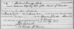 Taken on December 28th, 1812 in Handley and sourced from Certificate - Marriage.