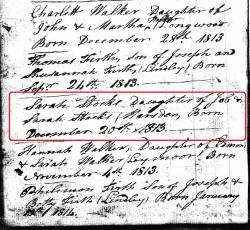 Taken on December 20th, 1813 and sourced from Certificate - Baptism.