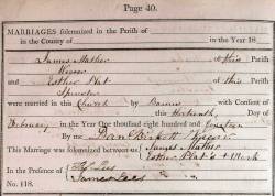 Taken on February 13th, 1814 and sourced from Certificate - Marriage.