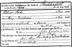 Taken in 1816 and sourced from Certificate - Marriage.