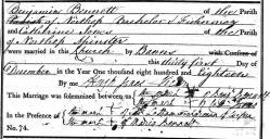 Taken in 1818 and sourced from Certificate - Marriage.