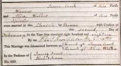 Taken on February 2nd, 1818 and sourced from Certificate - Marriage.
