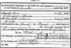 Taken on December 28th, 1818 and sourced from Certificate - Marriage.