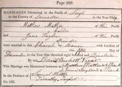 Taken on December 5th, 1819 and sourced from Certificate - Marriage.