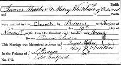 Taken on November 19th, 1820 and sourced from Certificate - Marriage.