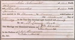 Taken on February 13th, 1820 and sourced from Certificate - Marriage.