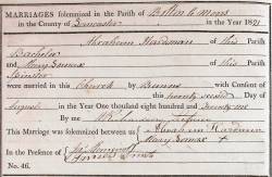 Taken on August 22nd, 1821 and sourced from Certificate - Marriage.