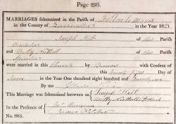 Taken on June 25th, 1821 and sourced from Certificate - Marriage.