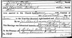Taken in 1822 and sourced from Certificate - Marriage.