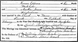 Taken on February 18th, 1822 and sourced from Certificate - Marriage.