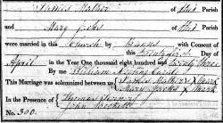 Taken on April 21st, 1823 and sourced from Certificate - Marriage.