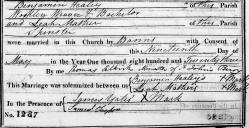 Taken on May 19th, 1823 and sourced from Certificate - Marriage.