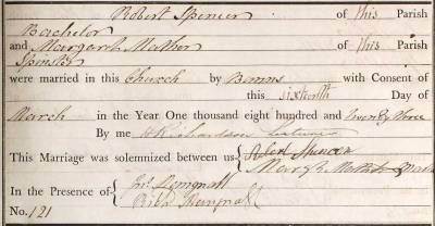 Taken on March 16th, 1823 and sourced from Certificate - Marriage.