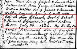 Taken on July 25th, 1824 and sourced from Certificate - Baptism.