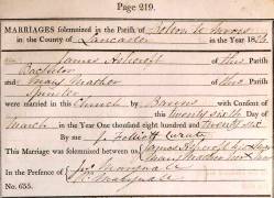 Taken on March 26th, 1826 and sourced from Certificate - Marriage.