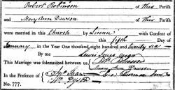 Taken on January 5th, 1826 and sourced from Certificate - Marriage.