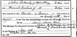 Taken on August 26th, 1827 and sourced from Certificate - Marriage.
