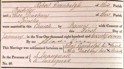 Taken on January 1st, 1827 and sourced from Certificate - Marriage.