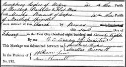 Taken on February 6th, 1828 and sourced from Certificate - Marriage.