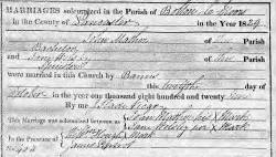 Taken in 1829 and sourced from Certificate - Marriage.