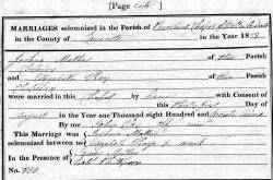 Taken on August 31st, 1829 and sourced from Certificate - Marriage.