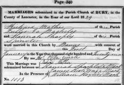 Taken on January 1st, 1829 and sourced from Certificate - Marriage.