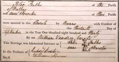 Taken on September 13th, 1830 and sourced from Certificate - Marriage.