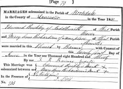 Taken on June 21st, 1830 and sourced from Certificate - Marriage.