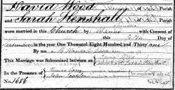 Taken on September 5th, 1831 and sourced from Certificate - Marriage.