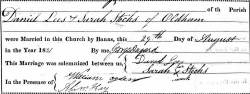 Taken on August 29th, 1831 and sourced from Certificate - Marriage.