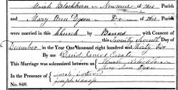 Taken on December 27th, 1832 and sourced from Certificate - Marriage.