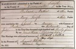 Taken on July 13th, 1834 and sourced from Certificate - Marriage.
